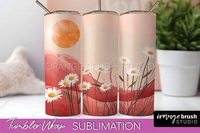 Boho Tumbler Wrap, Minimalist Landscape Tumbler Sublimation Sublimation OrangeBrushStudio 