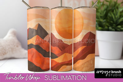 Boho Tumbler Wrap, Minimalist Landscape Tumbler Sublimation Sublimation OrangeBrushStudio 