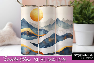 Boho Tumbler Wrap, Minimalist Landscape Tumbler Sublimation Sublimation OrangeBrushStudio 
