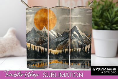 Boho Tumbler Wrap, Minimalist Landscape Tumbler Sublimation Sublimation OrangeBrushStudio 