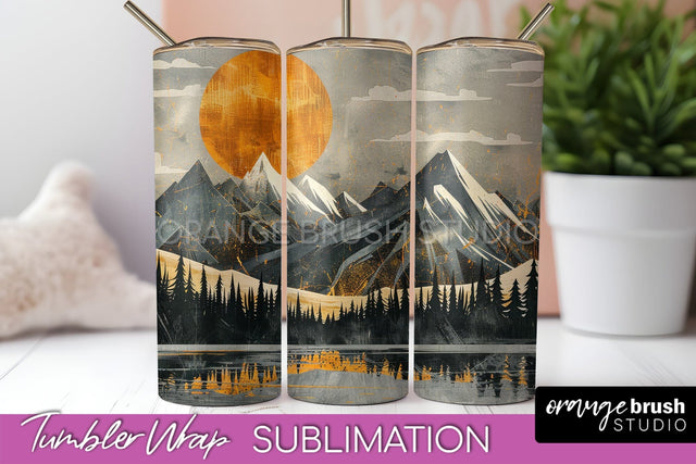 Boho Tumbler Wrap, Minimalist Landscape Tumbler Sublimation Sublimation OrangeBrushStudio 