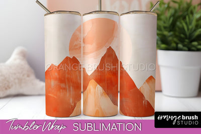 Boho Tumbler Wrap, Minimalist Landscape Tumbler Sublimation Sublimation OrangeBrushStudio 