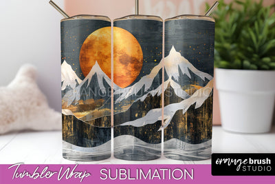 Boho Tumbler Wrap, Minimalist Landscape Tumbler Sublimation Sublimation OrangeBrushStudio 