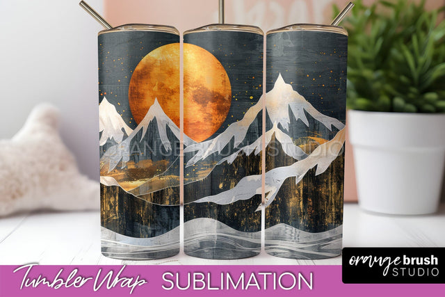 Boho Tumbler Wrap, Minimalist Landscape Tumbler Sublimation Sublimation OrangeBrushStudio 