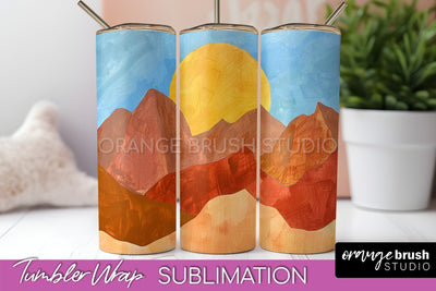 Boho Tumbler Wrap, Minimalist Landscape Tumbler Sublimation Sublimation OrangeBrushStudio 