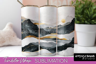 Boho Tumbler Wrap, Minimalist Landscape Tumbler Sublimation Sublimation OrangeBrushStudio 