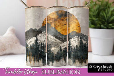 Boho Tumbler Wrap, Minimalist Landscape Tumbler Sublimation Sublimation OrangeBrushStudio 