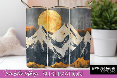 Boho Tumbler Wrap, Minimalist Landscape Tumbler Sublimation Sublimation OrangeBrushStudio 
