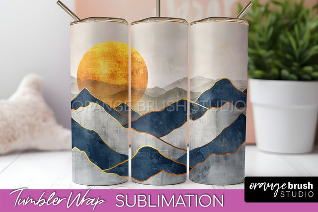 Boho Tumbler Wrap, Minimalist Landscape Tumbler Sublimation Sublimation OrangeBrushStudio 