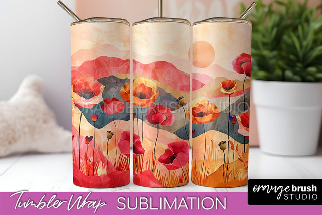 Boho Tumbler Wrap, Minimalist Landscape Tumbler Sublimation Sublimation OrangeBrushStudio 