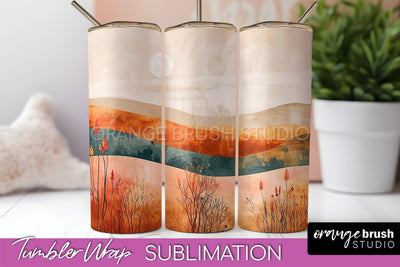 Boho Tumbler Wrap, Minimalist Landscape Tumbler Sublimation Sublimation OrangeBrushStudio 