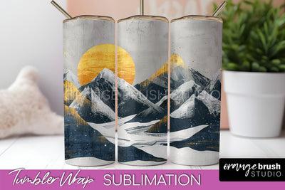 Boho Tumbler Wrap, Minimalist Landscape Tumbler Sublimation Sublimation OrangeBrushStudio 