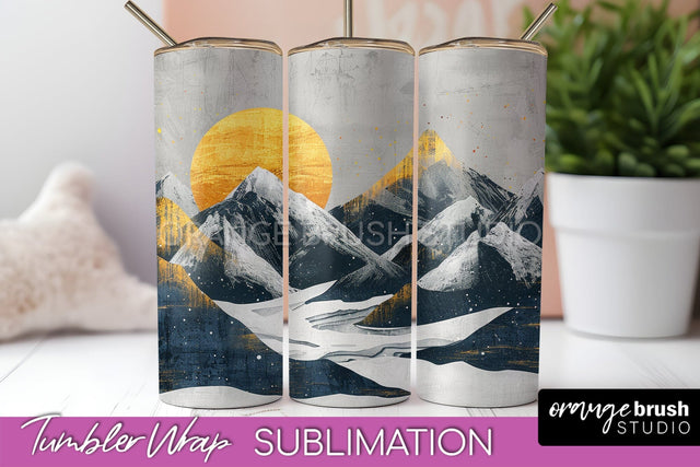 Boho Tumbler Wrap, Minimalist Landscape Tumbler Sublimation Sublimation OrangeBrushStudio 