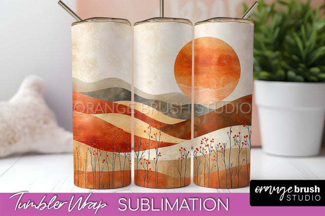 Boho Tumbler Wrap, Minimalist Landscape Tumbler Sublimation Sublimation OrangeBrushStudio 