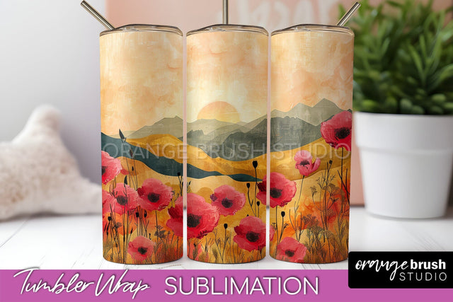 Boho Tumbler Wrap, Minimalist Landscape Tumbler Sublimation Sublimation OrangeBrushStudio 