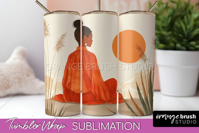 Boho Tumbler Wrap, Minimalist Landscape Tumbler Sublimation Sublimation OrangeBrushStudio 
