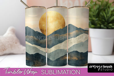 Boho Tumbler Wrap, Minimalist Landscape Tumbler Sublimation Sublimation OrangeBrushStudio 