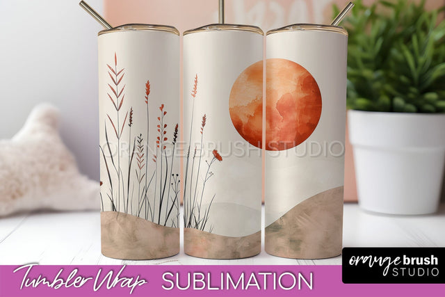 Boho Tumbler Wrap, Minimalist Landscape Tumbler Sublimation Sublimation OrangeBrushStudio 
