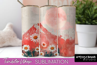 Boho Tumbler Wrap, Minimalist Landscape Tumbler Sublimation Sublimation OrangeBrushStudio 