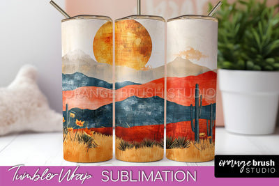 Boho Tumbler Wrap, Minimalist Landscape Tumbler Sublimation Sublimation OrangeBrushStudio 