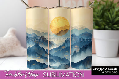 Boho Tumbler Wrap, Minimalist Landscape Tumbler Sublimation Sublimation OrangeBrushStudio 