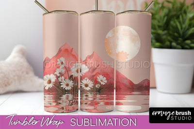 Boho Tumbler Wrap, Minimalist Landscape Tumbler Sublimation Sublimation OrangeBrushStudio 