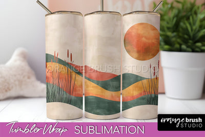 Boho Tumbler Wrap, Minimalist Landscape Tumbler Sublimation Sublimation OrangeBrushStudio 