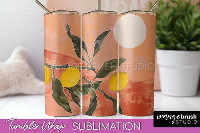 Boho Tumbler Wrap, Minimalist Landscape Tumbler Sublimation Sublimation OrangeBrushStudio 