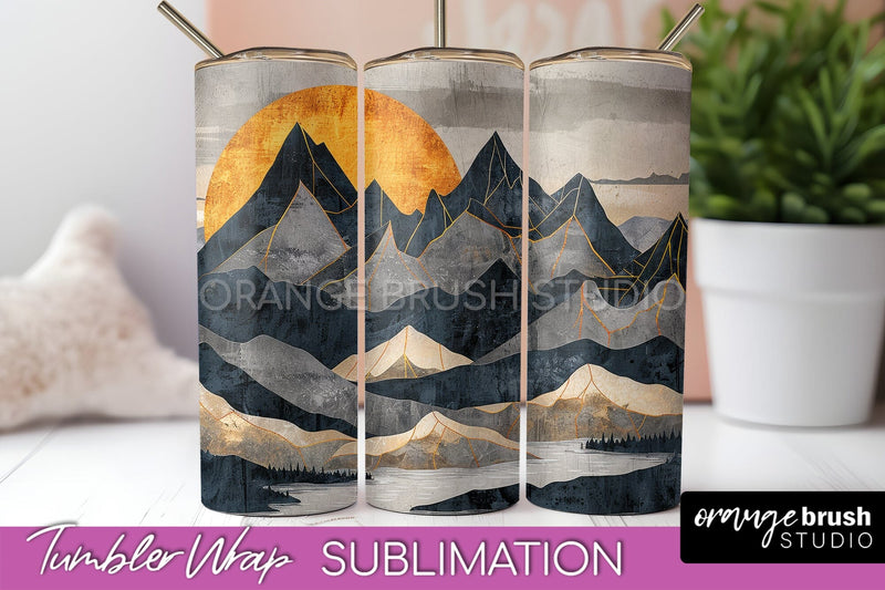 Boho Tumbler Wrap, Minimalist Landscape Tumbler Sublimation Sublimation OrangeBrushStudio 