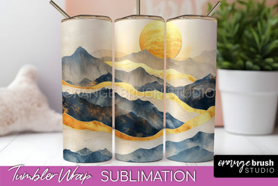 Boho Tumbler Wrap, Minimalist Landscape Tumbler Sublimation Sublimation OrangeBrushStudio 