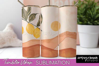 Boho Tumbler Wrap, Minimalist Landscape Tumbler Sublimation Sublimation OrangeBrushStudio 