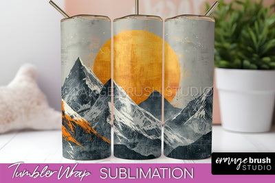 Boho Tumbler Wrap, Minimalist Landscape Tumbler Sublimation Sublimation OrangeBrushStudio 
