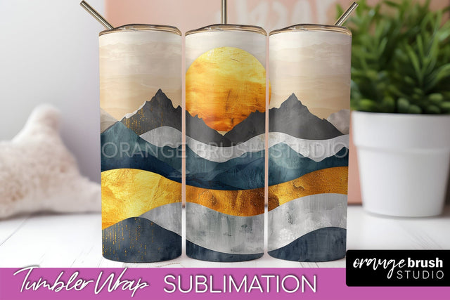Boho Tumbler Wrap, Minimalist Landscape Tumbler Sublimation Sublimation OrangeBrushStudio 