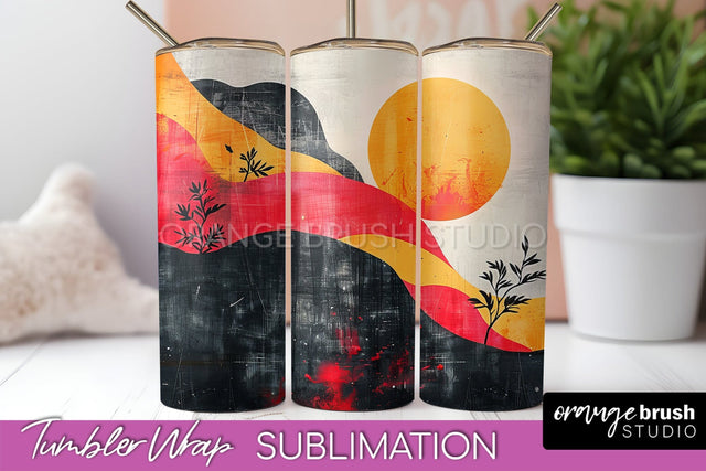 Boho Tumbler Wrap, Minimalist Landscape Tumbler Sublimation Sublimation OrangeBrushStudio 
