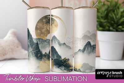 Boho Tumbler Wrap, Minimalist Landscape Tumbler Sublimation Sublimation OrangeBrushStudio 