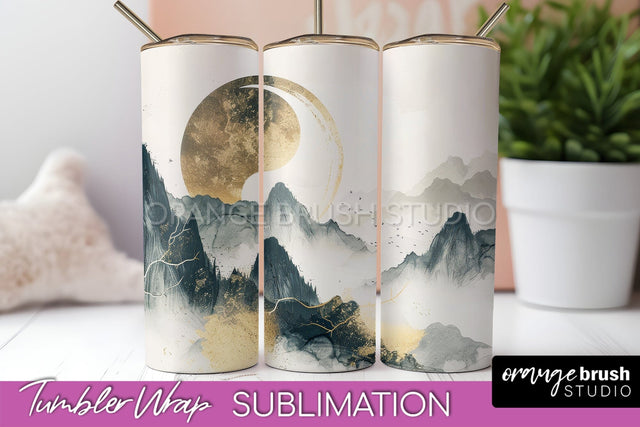 Boho Tumbler Wrap, Minimalist Landscape Tumbler Sublimation Sublimation OrangeBrushStudio 