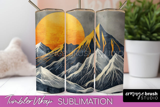 Boho Tumbler Wrap, Minimalist Landscape Tumbler Sublimation Sublimation OrangeBrushStudio 