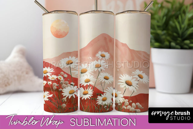Boho Tumbler Wrap, Minimalist Landscape Tumbler Sublimation Sublimation OrangeBrushStudio 