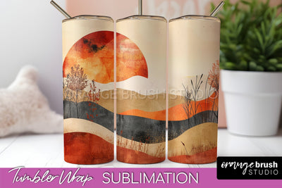 Boho Tumbler Wrap, Minimalist Landscape Tumbler Sublimation Sublimation OrangeBrushStudio 