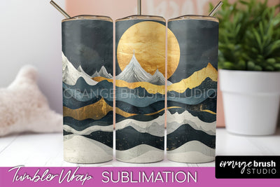 Boho Tumbler Wrap, Minimalist Landscape Tumbler Sublimation Sublimation OrangeBrushStudio 