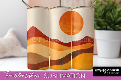 Boho Tumbler Wrap, Minimalist Landscape Tumbler Sublimation Sublimation OrangeBrushStudio 
