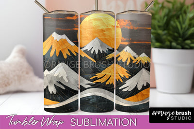Boho Tumbler Wrap, Minimalist Landscape Tumbler Sublimation Sublimation OrangeBrushStudio 
