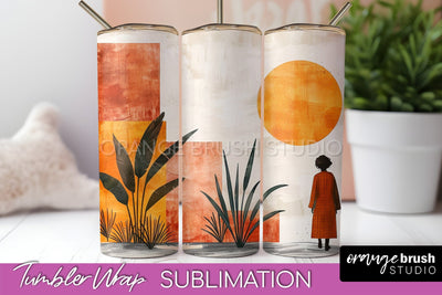Boho Tumbler Wrap, Minimalist Landscape Tumbler Sublimation Sublimation OrangeBrushStudio 