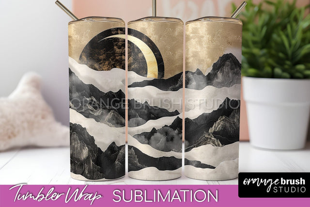 Boho Tumbler Wrap, Minimalist Landscape Tumbler Sublimation Sublimation OrangeBrushStudio 