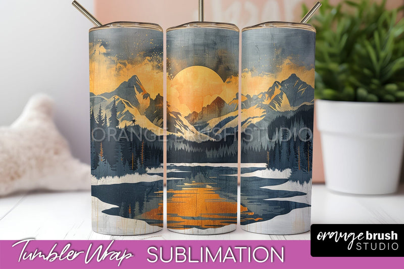 Boho Tumbler Wrap, Minimalist Landscape Tumbler Sublimation Sublimation OrangeBrushStudio 