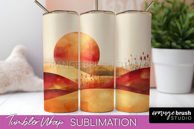 Boho Tumbler Wrap, Minimalist Landscape Tumbler Sublimation Sublimation OrangeBrushStudio 