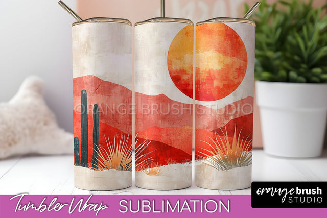 Boho Tumbler Wrap, Minimalist Landscape Tumbler Sublimation Sublimation OrangeBrushStudio 