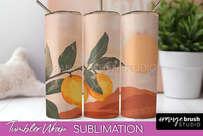 Boho Tumbler Wrap, Minimalist Landscape Tumbler Sublimation Sublimation OrangeBrushStudio 