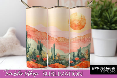 Boho Tumbler Wrap, Minimalist Landscape Tumbler Sublimation Sublimation OrangeBrushStudio 