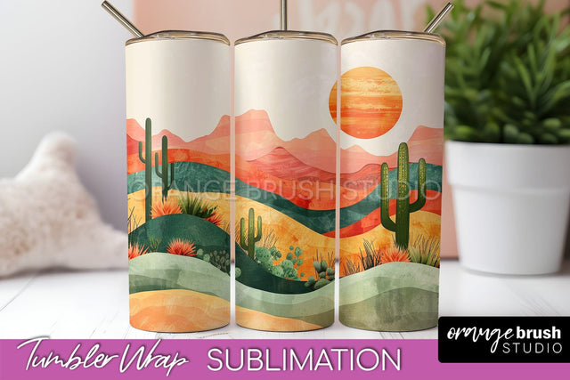 Boho Tumbler Wrap, Minimalist Landscape Tumbler Sublimation Sublimation OrangeBrushStudio 